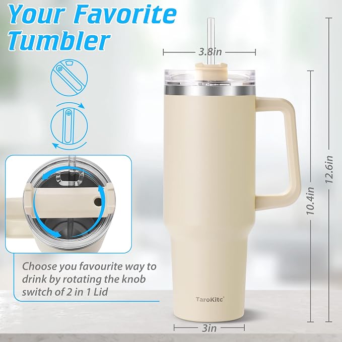 40 oz Tumbler with Handle | Stainless Steel Insulated Travel Mug Iced Coffee - Image 6
