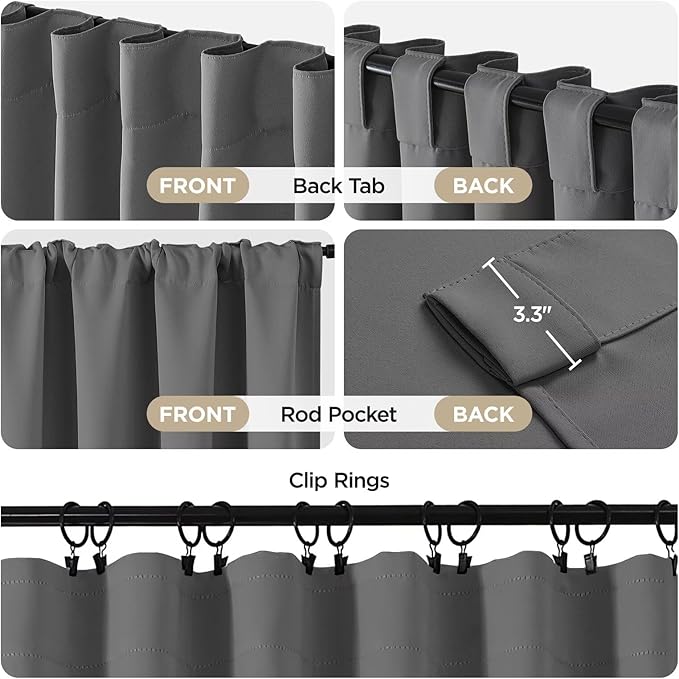 Joydeco Blackout Curtains 84 Inch Length 2 Panels Set, Thermal Insulated Black Out Curtains for Bedroom, Room Darkening Drapes for Living Room Window (W52 x L84 Inch, Light Grey)