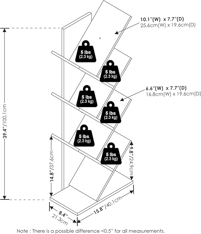 Furinno Tree Bookshelf 7-Tier Floor Standing Tree Bookcase, White