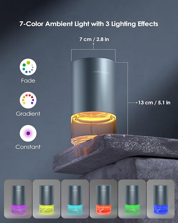 Essential Oil Diffuser Waterless Aromatherapy Diffusers for Home Large Room, Bedroom, Car, Office, Desk, Battery Operated, Small Diffuser for Pure Scent, 100mL Capacity, AN9 (Gray)