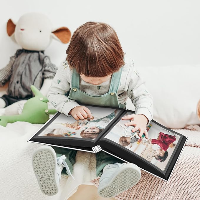 Popotop Photo Album 4x6 100 Pockets for Wedding Gifts,Linen Hardcover Picture Albums for Family Anniversary Baby Vacation Pictures