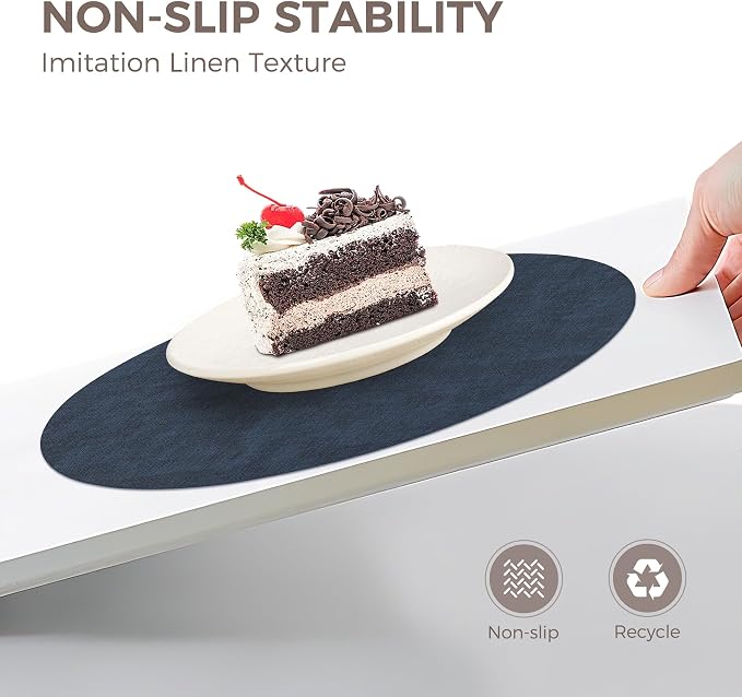 13" Round Placemats Set of 6, Reversible Faux Leather Heat Resistant Table Mats - Image 4