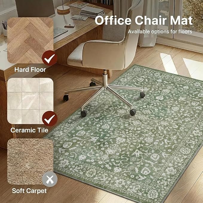 48"x60" Office Chair Mat for Hardwood Tile Floor, Under Desk Carpet Protector - Image 3