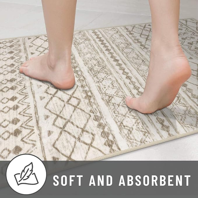 KUTA Moroccan Washable Kitchen Rugs 2x8 Non-Slip Vintage Beige Boho Rugs - Image 8