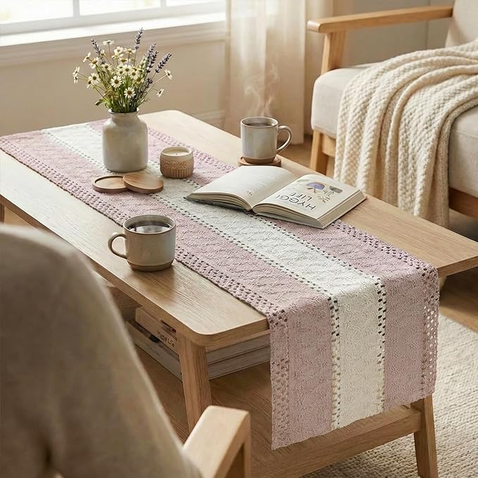 Artoid Mode Pink Farmhouse Woven Table Runner 12x90 Inch | Seasonal Holiday - Image 5