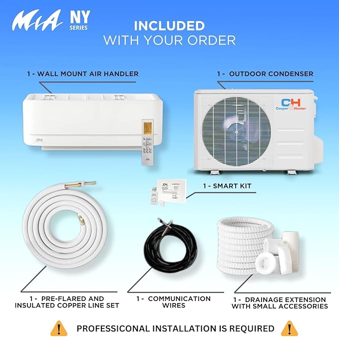 Cooper & Hunter 6,000 BTU 115V Single Zone Wall Mount Ductless Mini Split Air Conditioner & Heat Pump – 21.5 SEER2 – 16FT Installation Kit – R-410A Refrigerant Pre-Charged – Inverter