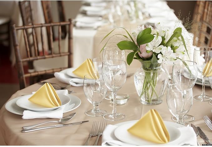 P Pothuiny 12 Pcs Gold Satin Napkins 17 x 17 Inch, Satin Cloth Napkins | Square - Image 7