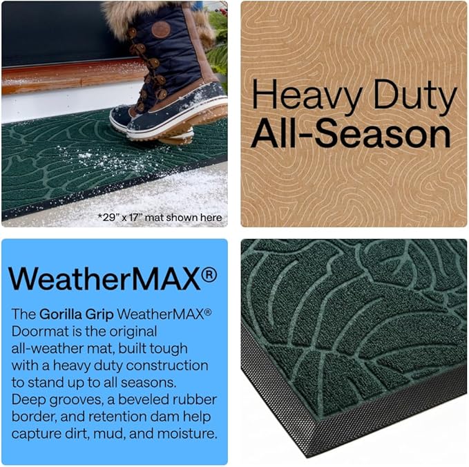 GORILLA GRIP 100% Waterproof All-Season WeatherMAX Doormat 35x23, US Designed - Image 3