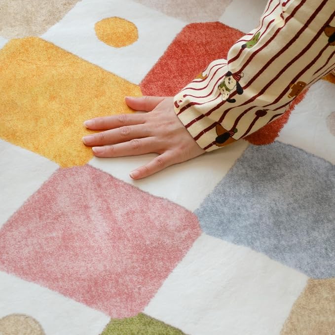 jinchan Macy 4x6 Area Rug for Kids Room Modern Colorful Checkered Diamond - Image 7