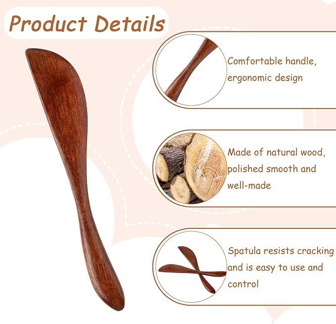 Molain 6Pcs Wooden Butter Knife, 5.9 Inch Jelly Cheese Spreaders Jam Sandwich - Image 3