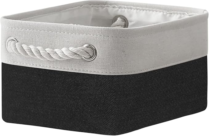 TheWarmHome Storage Bins for Shelves - 12x8x5.2 inch 1 Pack Storage Baskets for Gifts Empty for Closet Organizing Dog Gift Cloth Toy Cubes Box (White & Black)
