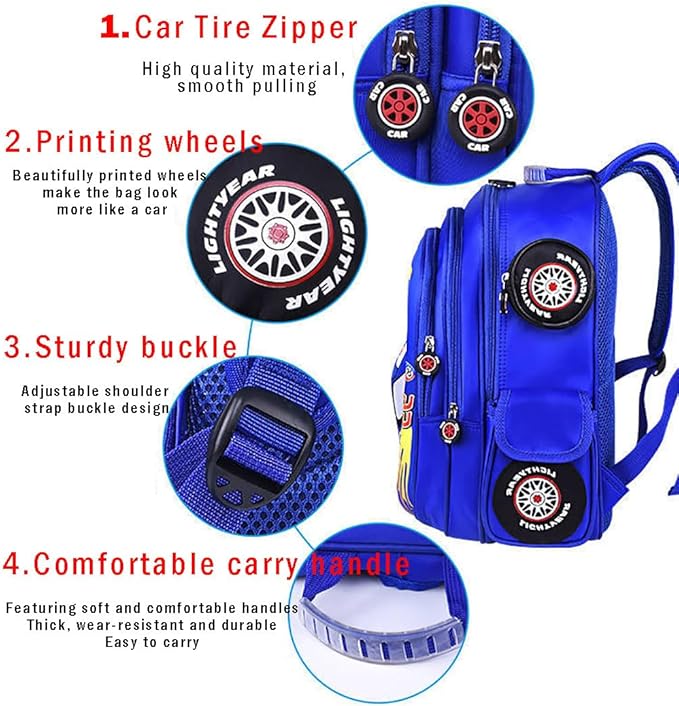 Kid Toddler Boys Girls Backpack Waterproof Cartoon Truck Car Child Snack School Bag Kindergarten Backpack (Red)