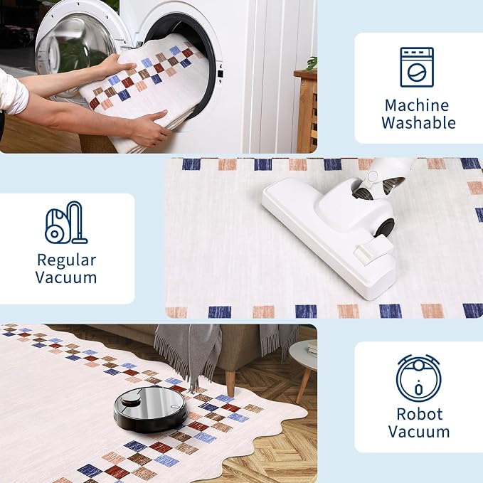 Washable Runner Rug 2x10 Modern Bordered Hallway Runner Rug Non Slip Kitchen - Image 6