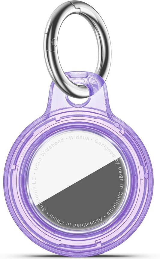 Upgrade Waterproof Airtags Holder with Apple Airtags Keychain, Hard PC Air Tag Case, Anti-Scratch & Shock Air tag Holder,Men's Women's Keyrings & Keychains, for Dog,Car Key,Luggage -Clear Purple