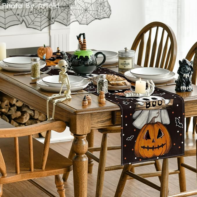 Artoid Mode 210 GSM Halloween Table Runner 13x72 Inch Home Party Decor | Polka - Image 4
