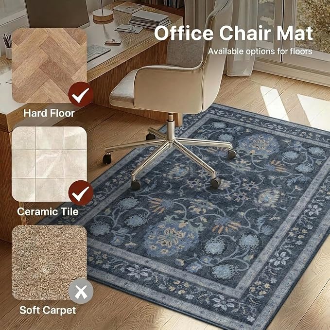 36"x60" Office Chair Mat for Hardwood Tile Floor, Under Desk Carpet Protector - Image 3