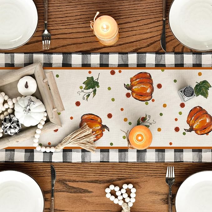Artoid Mode 210 GSM Fall Table Runner 13x72 Inch Home Party Decor | Pumpkin Bow - Image 4