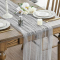 Artoid Mode Pearl Grey Gauze Table Runner 120 Inch 10FT, Seasonal Sheer Dining by ArtoidMode