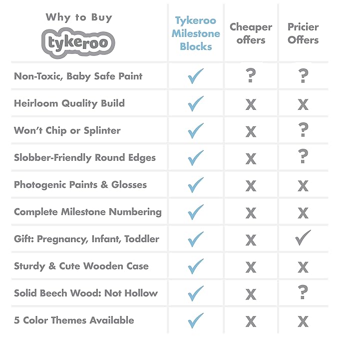 Baby Monthly Milestone Blocks — Cute Nursery Decor — Lovely Newborn Photography Props — Baby Shower Gifts (Blue & Gray)