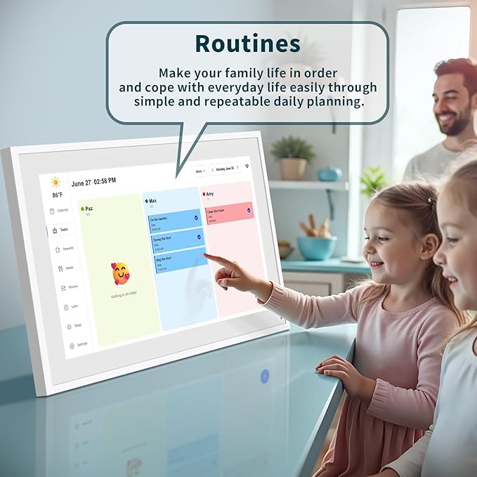 Digital Calendar, 21.5 Inch Wall Planner Digital Calendar & Chore Chart, IPS HD Touchscreen Interactive Display for Family Schedules, Streamline Household Organization, Wall Mount Included