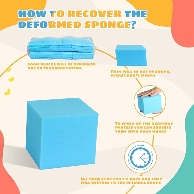 Foam Pit Cubes - 24 PCS 5 Inches Gymnastics Foam Blocks Trampoline Blocks, Multi-Sport Protective Padding for Freerunning, Trampoline, Parkour, Skate Parks & BMX - Blue