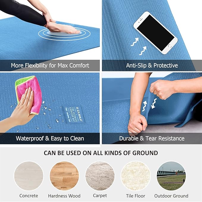 GXMMAT Large Yoga Mat 6'x4'/6'x6'/7'x5', Extra Thick Workout Mats - Image 4
