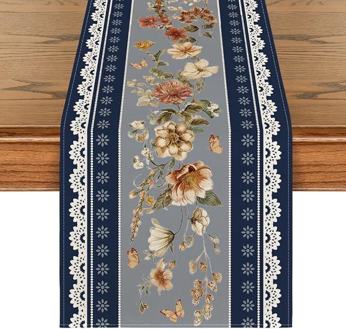 Artoid Mode 210 GSM Fall Table Runner 13x36 Inch Home Party Decor | Blue by ArtoidMode
