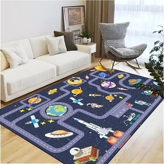 Outer Space Kid Rug, Boys Car Rug - Image 8