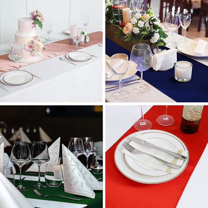 12 Pack Red Table Runners, Satin Table Runner 12x108 Inches Long, Silk and - Image 8