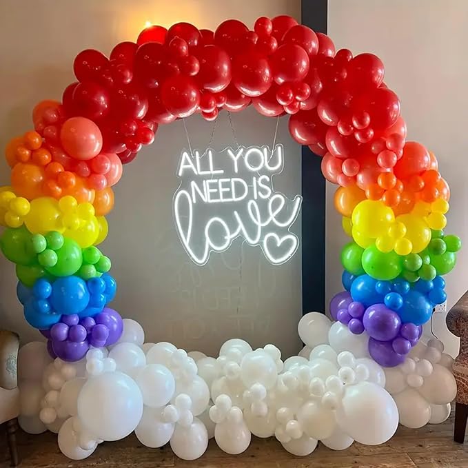 140pcs Rainbow Balloon Arch Kit, Rainbow Balloons of Different Sizes Pack of 18 12 10 5 Inch Party Balloon Kit for Birthday Party or Balloon Arch as Graduation Wedding Baby Shower Party Decorations