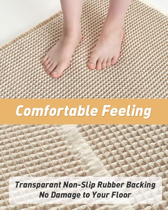 Upgraded Waffle Bath Mats Set of 2, Super Absorbent Non Slip Bath Mats - Image 3