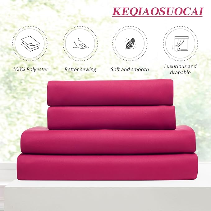 KEQIAOSUOCAI Pinch Pleated Curtains 120 Inches Long, Energy Saving Window Treatment Privacy Drapery for Living Room, Vertical Track System Elegant Hook Drapes(Hot Pink, 2 Panels, W40 x L120)