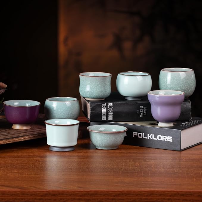 KAMMAK Japanese Tea Cups, 5 Oz Small Handmade Ceramic Teacups, Loose Leaf and - Image 7