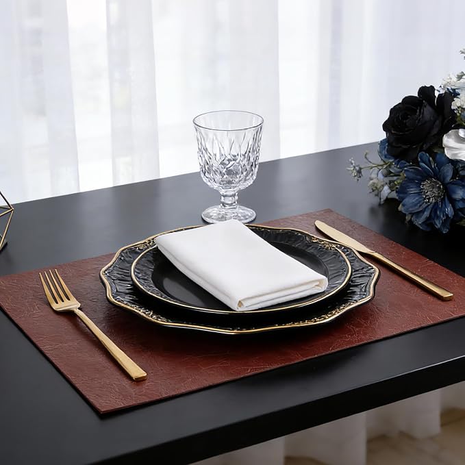 Faux Leather Placemats for Dining Table Set of 8, Edge-Sealed PU Leather Table - Image 8