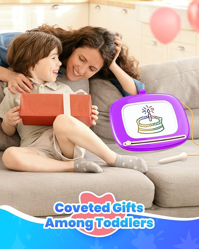 Doodle Board for Toddler Toys Age 1-2, Magnetic Writing Board, Preschool Learning and Educational Toys for 1 2 3 Years Old Girl Boy Gift for Birthday -Purple