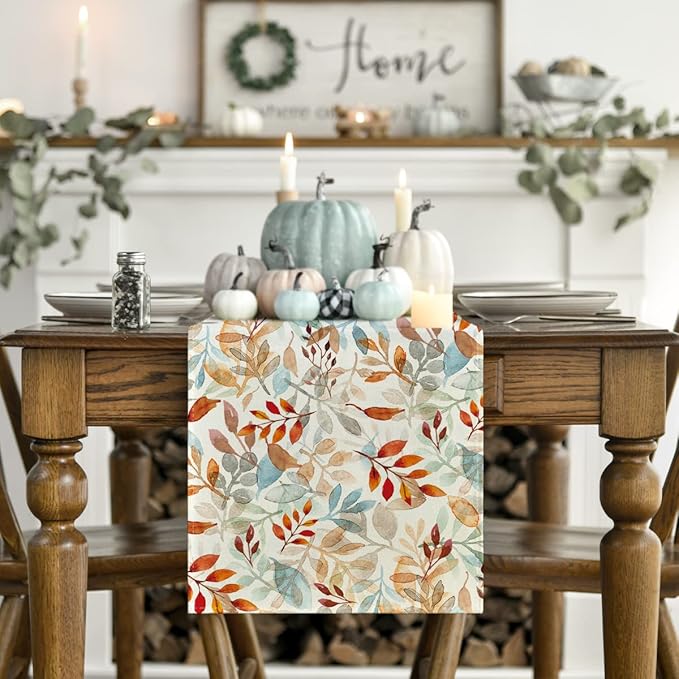 Artoid Mode 210 GSM Fall Table Runner 13x90 Inch Home Party Decor | Beige - Image 2