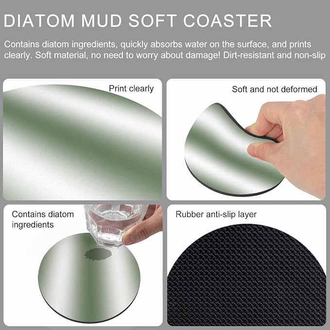 Ombre Sage Green Coasters Set of 6, Modern Minimalist Geometric Gradient Soft - Image 9