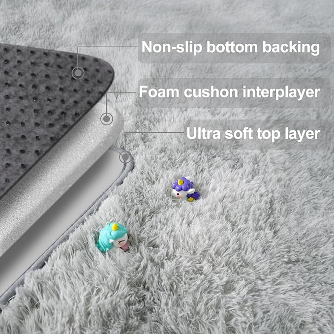 qulint 3x5 Area Rugs for Bedroom, Fluffy Soft Grey Rug for Kids Room Plush Shag - Image 6