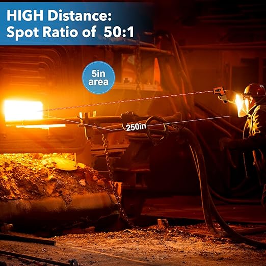 MESTEK Infrared Thermometer Temperature Gun -40℉~2912℉, High Temp Thermometer with Thermocouple Probe, Non-contact Digital Laser Thermometer Gun 50:1 Pyrometer for Industrial HVAC Forge Metal Smelting