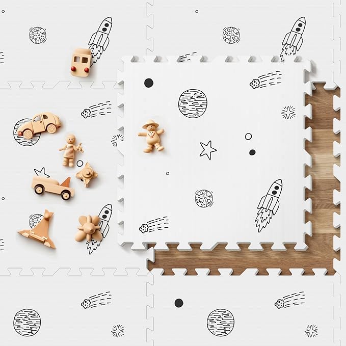 Baby Play Mat, 72x48-Inch Baby Foam Play Mat,6-Piece Interlocking Foam Floor Tiles for Toddlers, Waterproof,Floor Mats for Kids,Baby Foam Play Mat for Babies & Toddlers, Crawling Mat(Space)