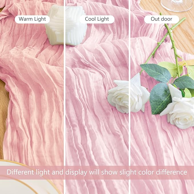 Cheesecloth Table Runner 10FT 6Pcs Blushing Pink Boho Gauze Runners | Cheese - Image 5