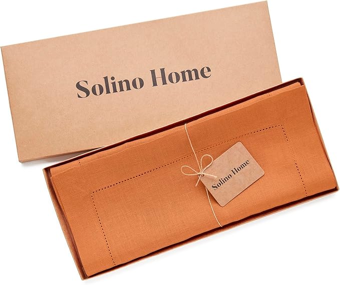 Solino Home 100% Pure Linen Dining Table Runner Pumpkin Woven, 14 x 36 in | - Image 6