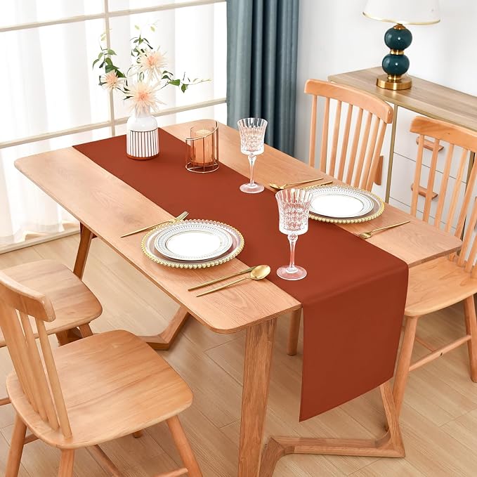 Wolkemer Farmhouse Rust Table Runner Dining Table Runners 90 Inches Long | - Image 2