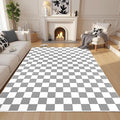 Terrug Grey and White Checkered Rug by TerrugHomeDecor