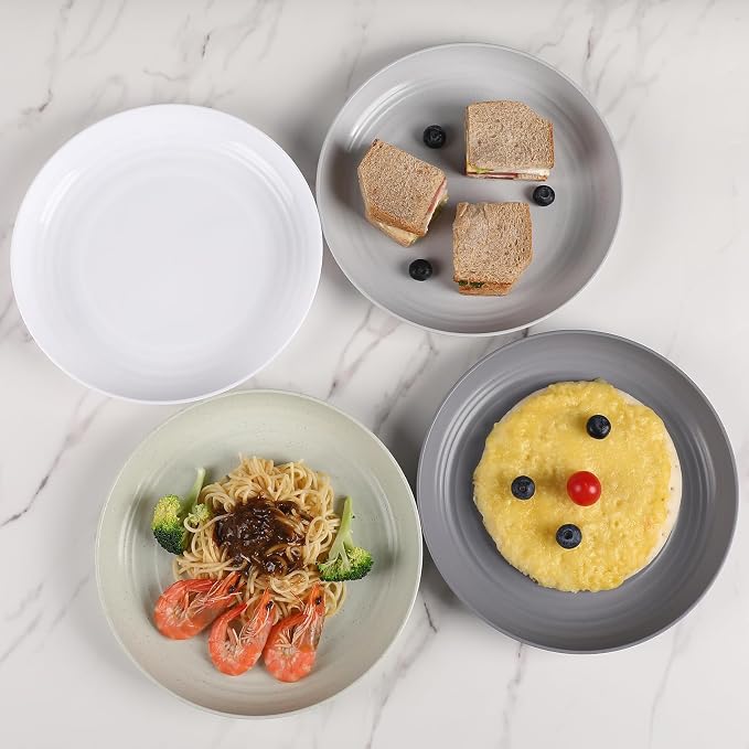 HEYCOME 12 Pcs Unbreakable Deep Dinner Plates Set, 10 inch Reusable Plastic - Image 6