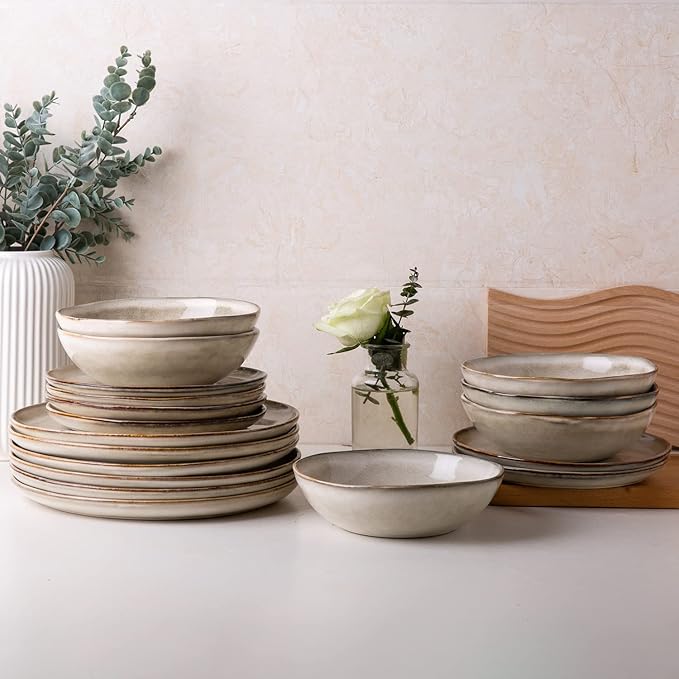 AmorArc Ceramic Plates Set of 6, 8.5 Inch Stoneware Small Dinner Plates Set | - Image 8