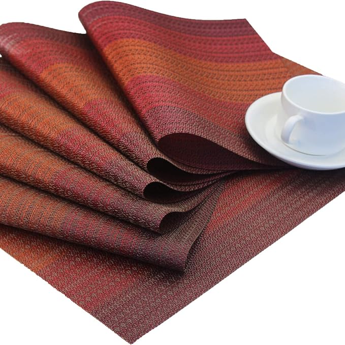 PIGCHCY Placemats Set of 8 Washable Durable Placemat Vinyl Heat Resistant - Image 4
