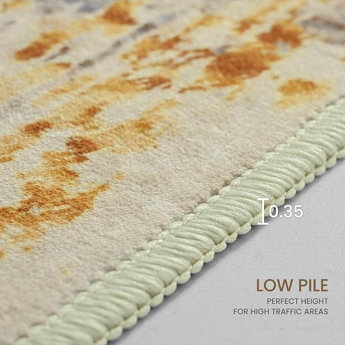 Ompaa Living Room Rug 8x10 Beige Area Rugs Machine Washable Abstract Boho Large - Image 6