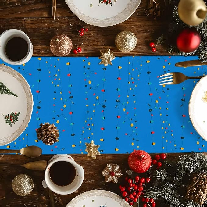 Coastal Christmas Table Runner 90 Inches Long, Xmas Tree Santa Beach Table - Image 4