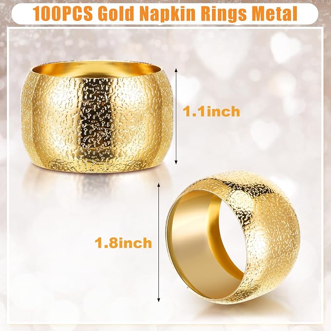 Lallisa 48 Pcs Gold Napkin Rings Bulk Metal Classic Brass Napkin Ring Holders - Image 2